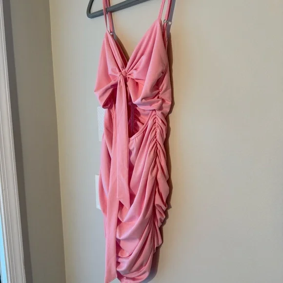 Amazon Pink Bodycon Cut Out Ruched Mini Dress - Picture 4 of 6